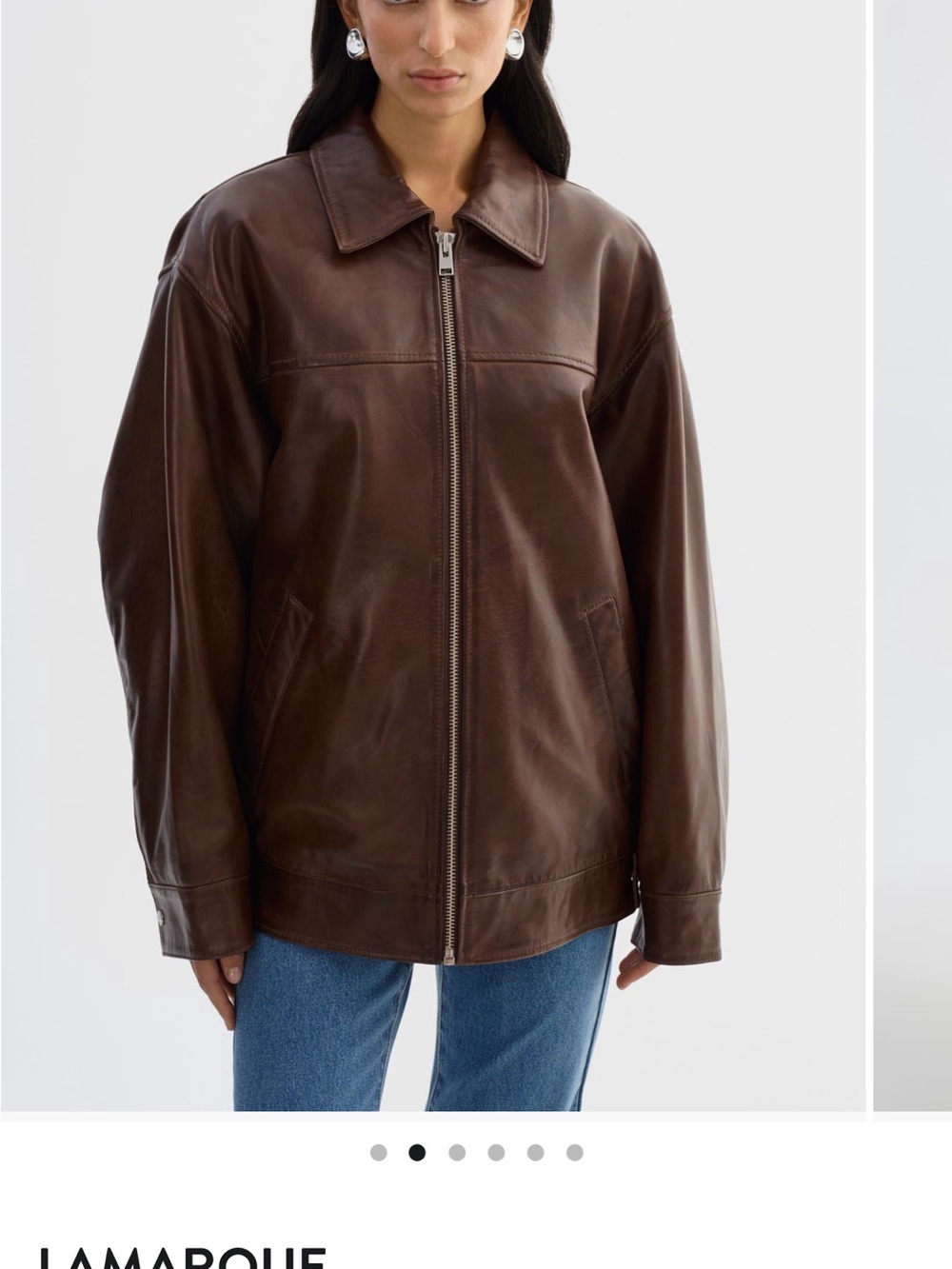 NWT! Lamarque Theia Brown Leather Bomber Jacket - Picture 5 of 7